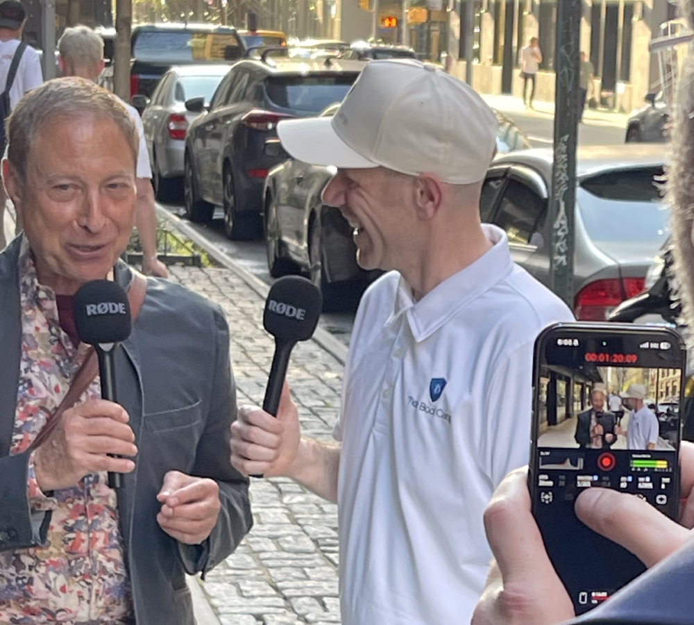 Doctor Richard Horowitz and Matt Sabatello from Tick Boot Camp Interviewing on the streets of Manhattan in New York City