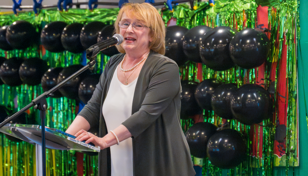 Dr. Eva Sapi speaking at the Lyme Warrior 10th Anniversary Gala