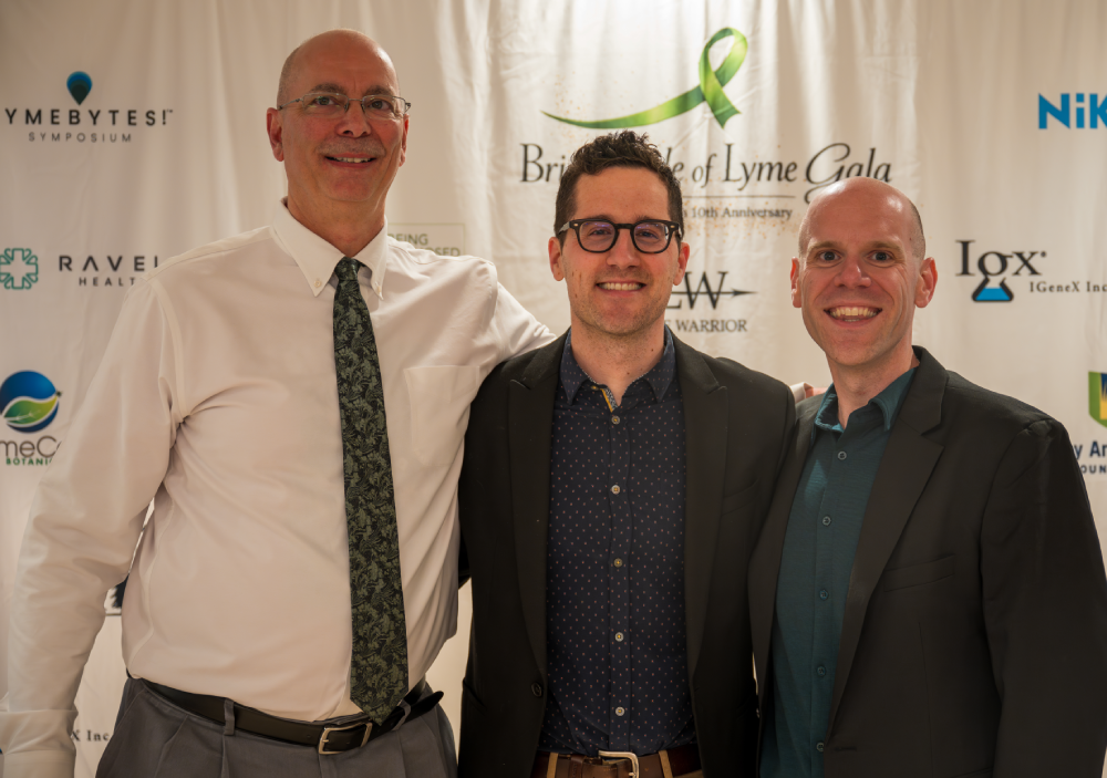 Jesse Ruben with Matt Sabatello and Rich Johannesen from Tick Boot Camp at the Lyme Warrior 10th Anniversary Gala