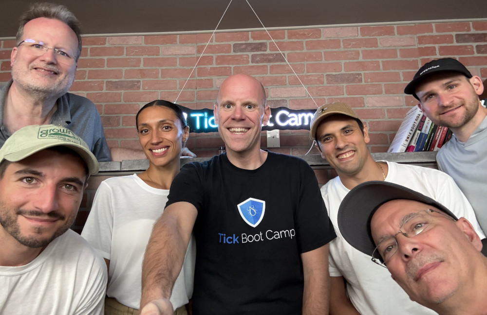 Tick Bombs and an Invasive Tick: What Tick Boot Camp and Researchers Found While Dragging for Ticks on Long Island 10 Tick Boot Camp team, researchers, and documentary filmmakers in the Rocky Point podcast studio