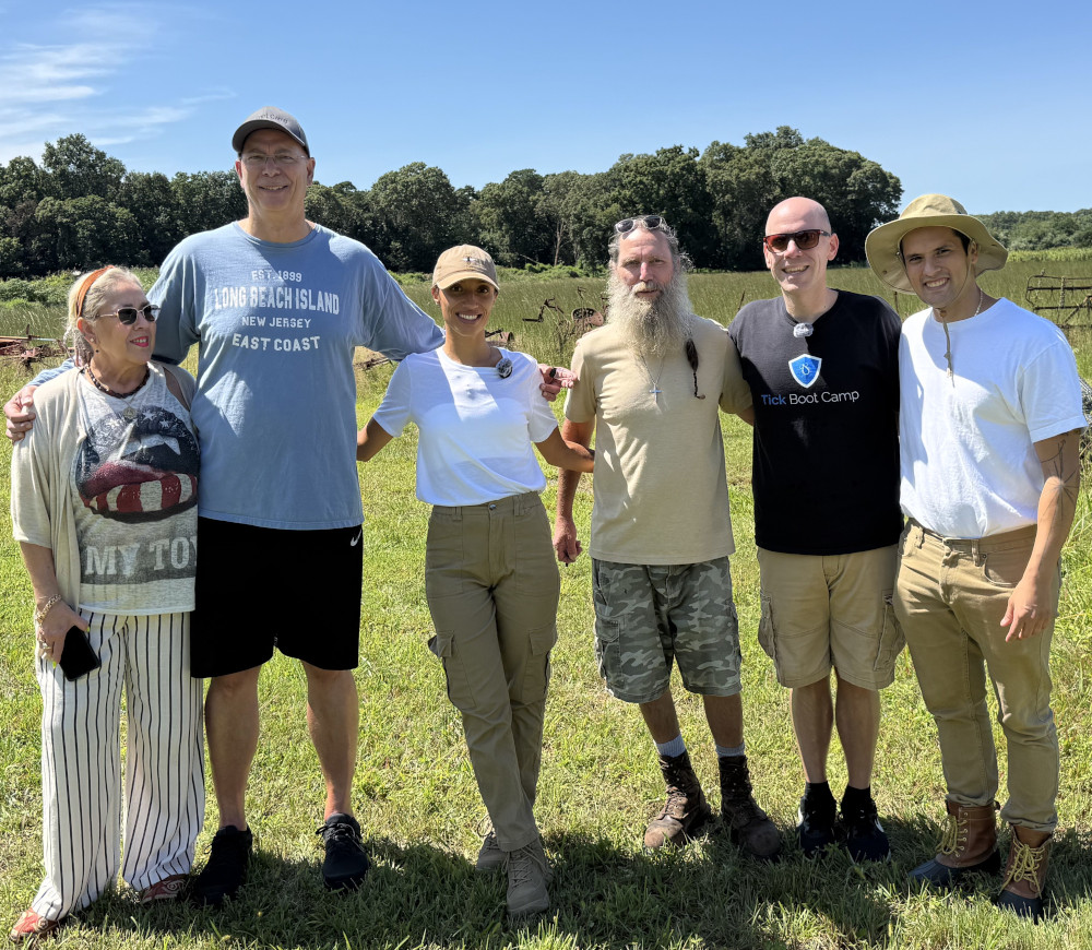 Tick Bombs and an Invasive Tick: What Tick Boot Camp and Researchers Found While Dragging for Ticks on Long Island 1 Tick Boot Camp team, researchers, and filmmakers conducting tick drags at Malik Farms in Coram on Long Island, New York