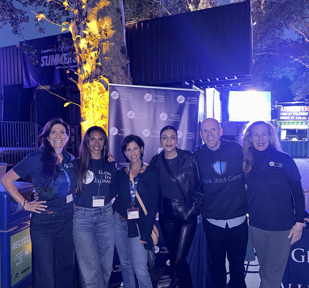 Music for Action Brings Lyme Disease Awareness to Central Park with Young the Giant & St. Lucia 9 Kristen Harris, Monica Cipriani, Global Lyme Alliance CEO Jennifer Katritos, Jasmin Perdomo, Matt Sabatello, and Rika Keck at the GLA booth during Music for Action