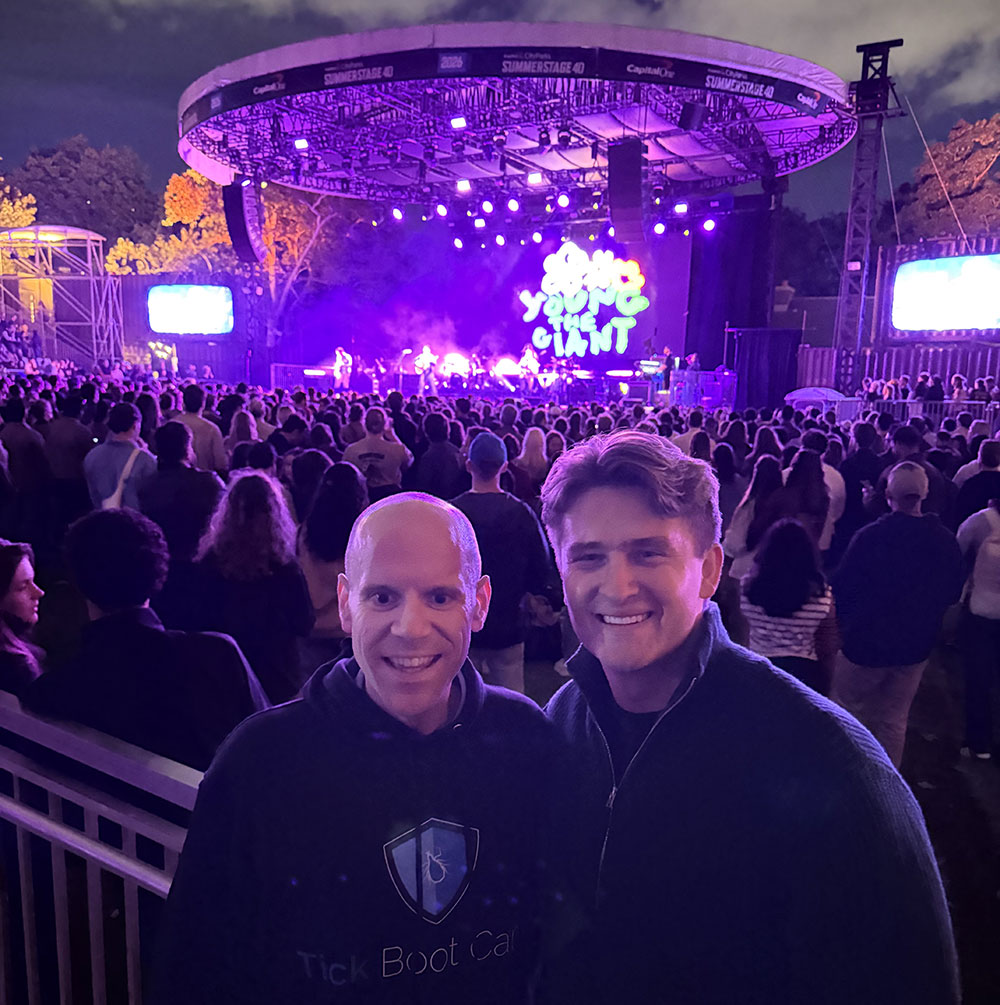 Music for Action Brings Lyme Disease Awareness to Central Park with Young the Giant & St. Lucia 15 Tick Boot Camp co-founder Matt Sabatello with LymeLess co-founder Carter Bradsky at the Music for Action concert in Central Park