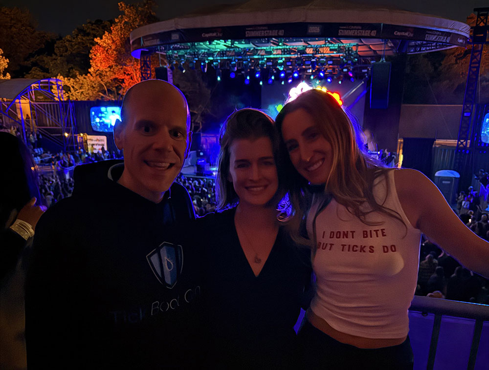 Music for Action Brings Lyme Disease Awareness to Central Park with Young the Giant & St. Lucia 6 Tick Boot Camp co-founder Matt Sabatello with The Quiet Epidemic filmmaker Lindsay Keys and LymeLnk founder Eva Scarano at Music for Action in Central Park