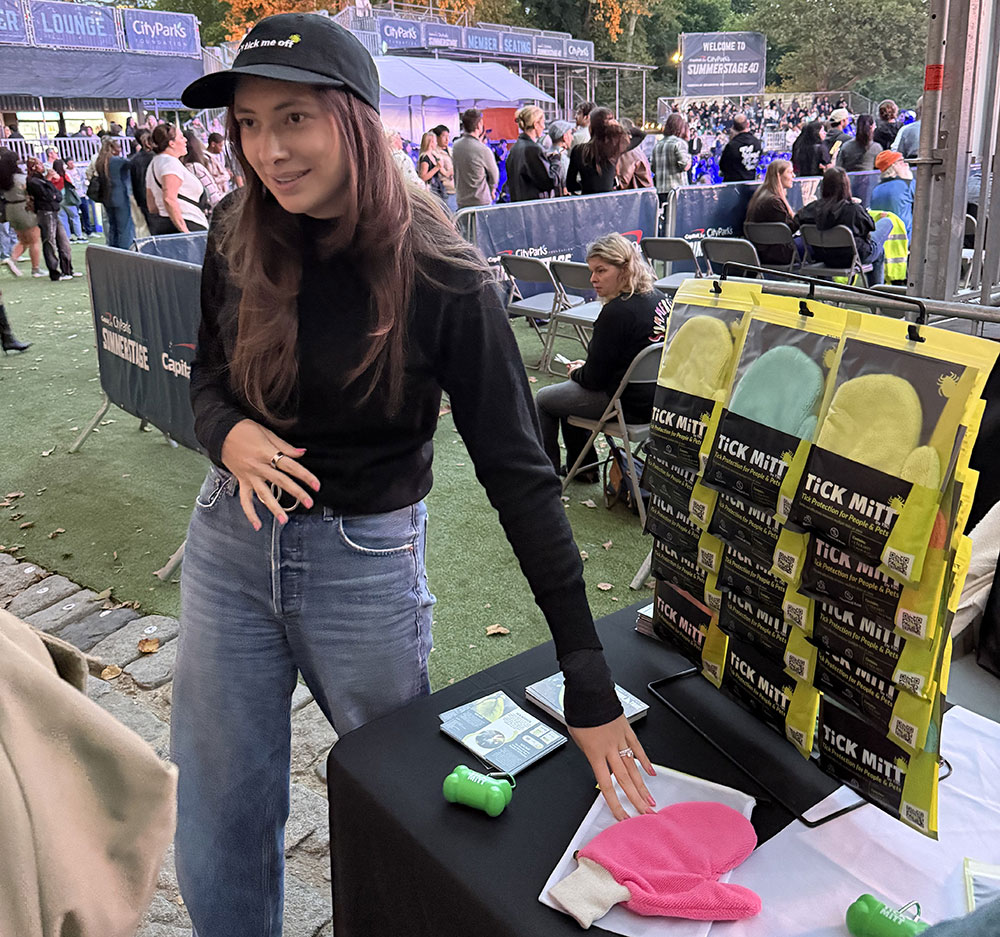 Music for Action Brings Lyme Disease Awareness to Central Park with Young the Giant & St. Lucia 11 TiCK MiTT co-founder Olivia Abrams at the TiCK MiTT prevention and tick testing booth during Music for Action in Central Park