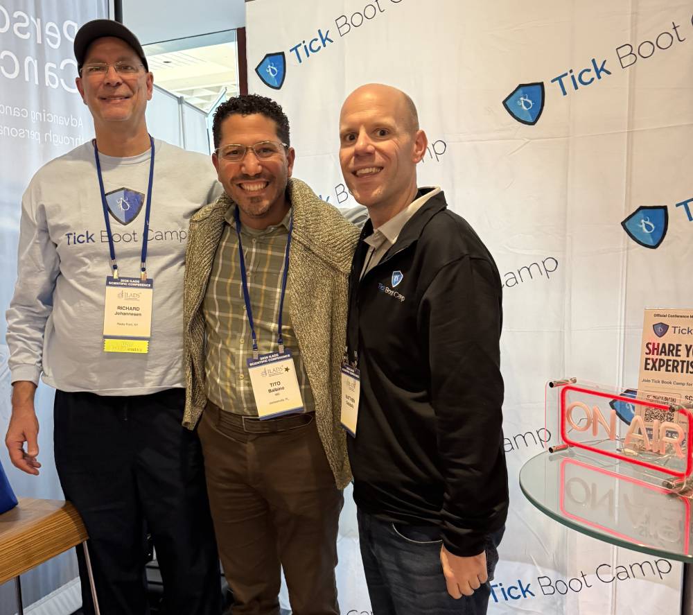 Tick Boot Camp at ILADS 2026: Official Podcast & Gala Emcees 4 Rich Johannesen, Dr. Raphael Tito Balbino, and Matt Sabatello at the Tick Boot Camp studio at ILADS.
