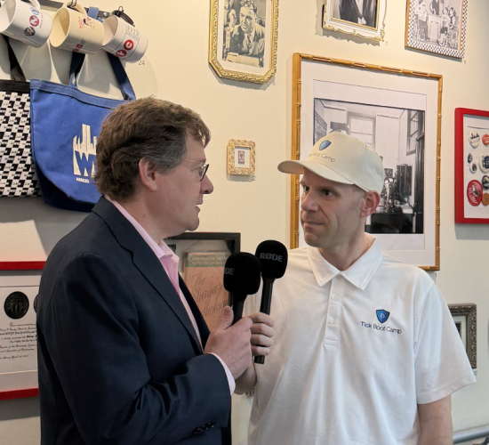 Geoff Dow and Matt Sabatello from Tick Boot Camp doing a live interview in New York City
